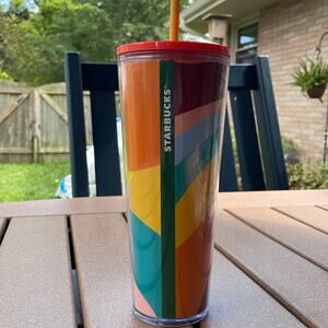 Starbucks Pride Month Tumbler 24 oz Orange Yellow Rainbow